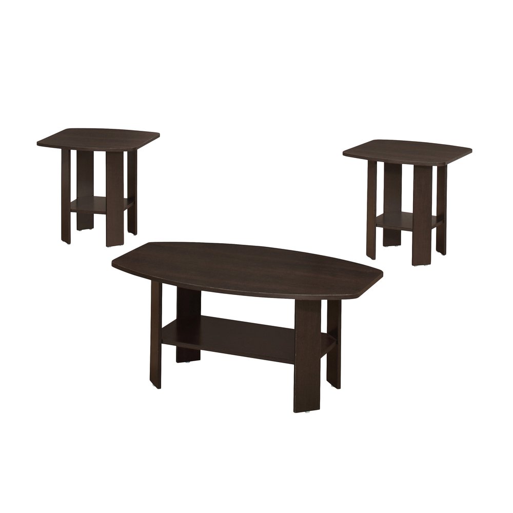 Set of Three 36" Brown Coffee Table With Shelf HomeRoots