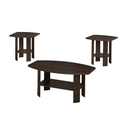 Set of Three 36" Brown Coffee Table With Shelf HomeRoots