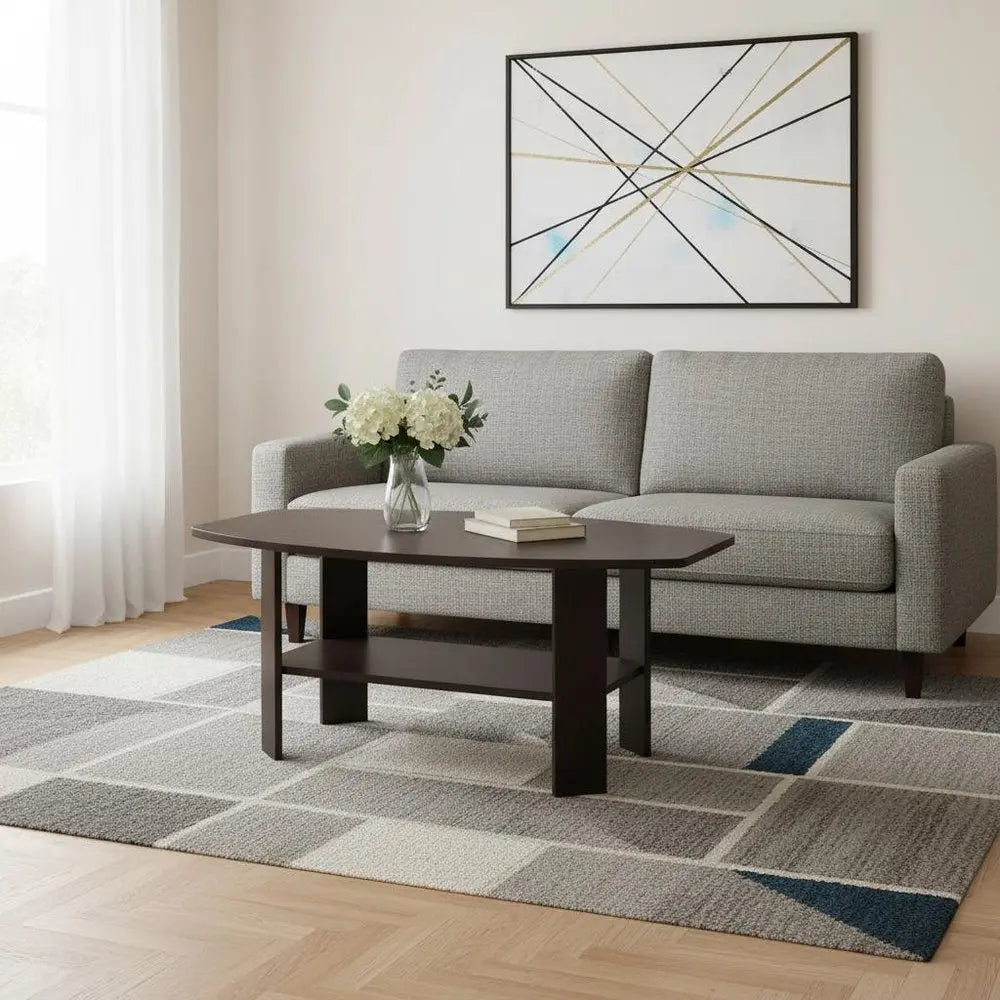 Set of Three 36" Brown Coffee Table With Shelf HomeRoots