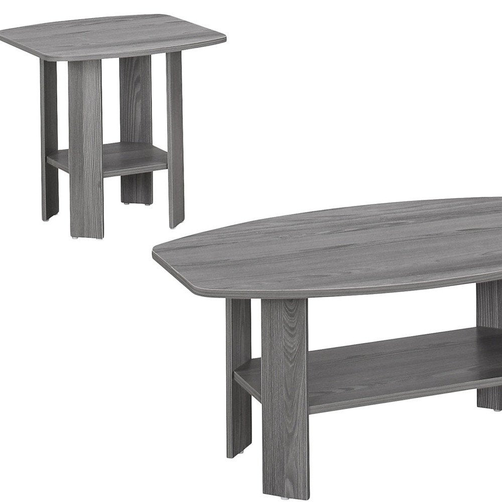 Set of Three 36" Gray Coffee Table With Shelf HomeRoots