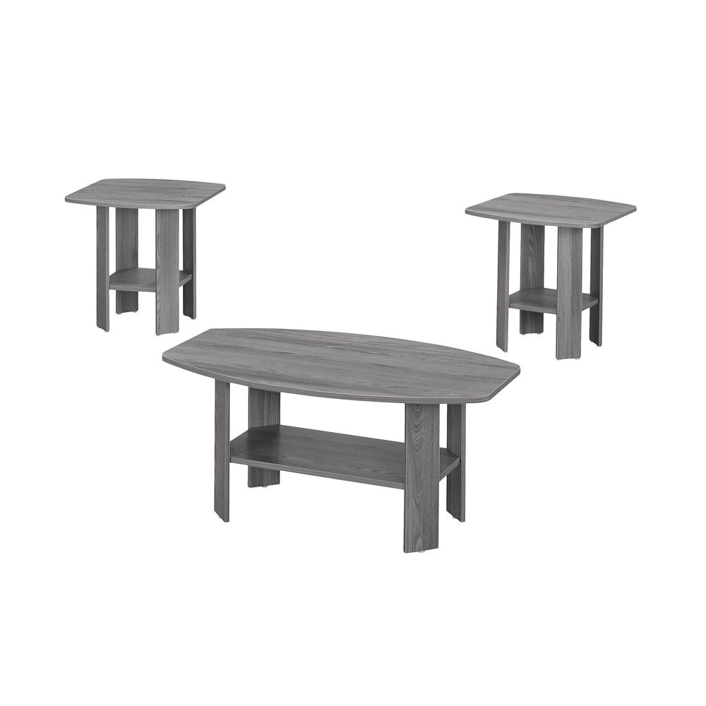Set of Three 36" Gray Coffee Table With Shelf HomeRoots