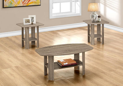 Set of Three 36" Taupe Coffee Table With Shelf HomeRoots