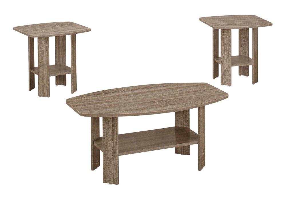Set of Three 36" Taupe Coffee Table With Shelf HomeRoots