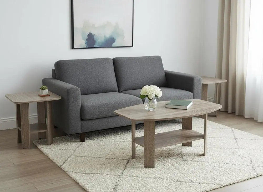 Set of Three 36" Taupe Coffee Table With Shelf HomeRoots