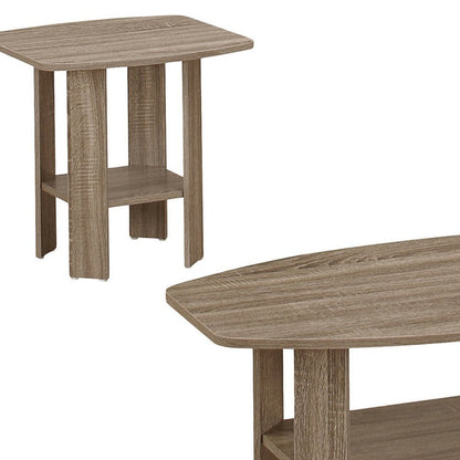 Set of Three 36" Taupe Coffee Table With Shelf HomeRoots