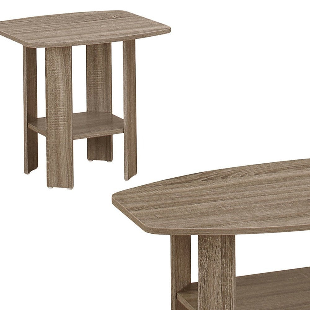 Set of Three 36" Taupe Coffee Table With Shelf HomeRoots