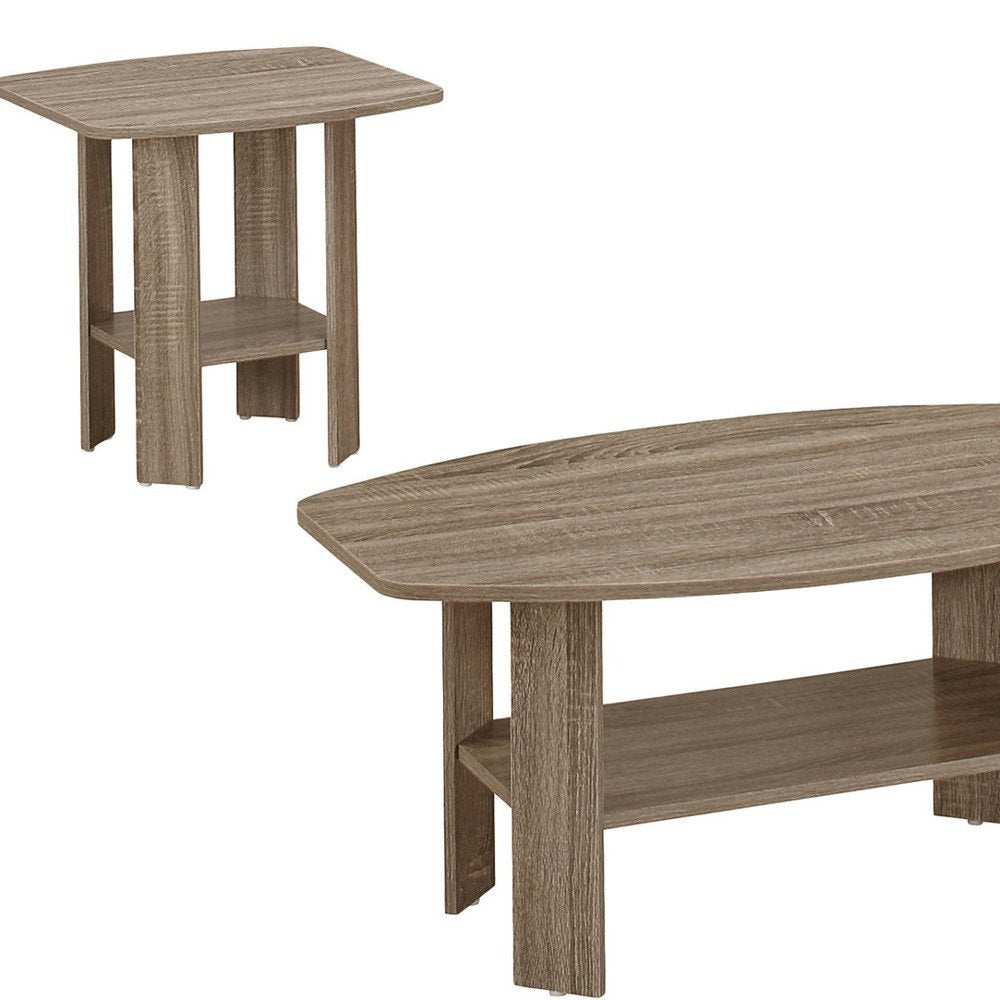 Set of Three 36" Taupe Coffee Table With Shelf HomeRoots