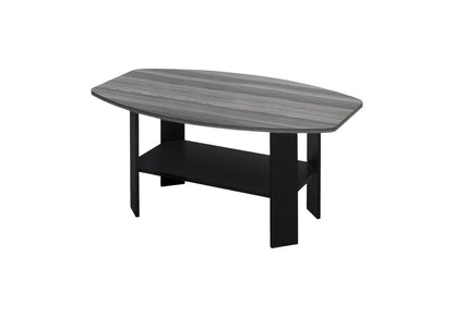 Set of Three 36" Gray And Black Wood Coffee Table With Shelf HomeRoots