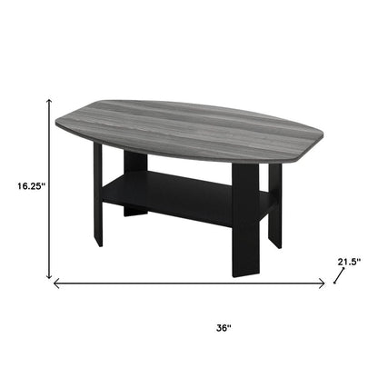 Set of Three 36" Gray And Black Wood Coffee Table With Shelf HomeRoots