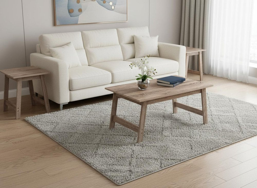 Set of Three 36" Taupe Coffee Table HomeRoots