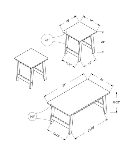 Dark Taupe Table Set - 3Pcs Set - FurniFindUSA