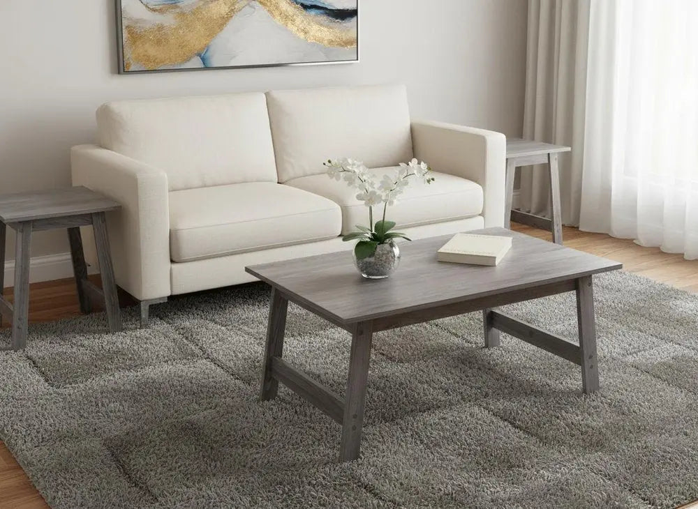 Set of Three 36" Gray Coffee Table HomeRoots