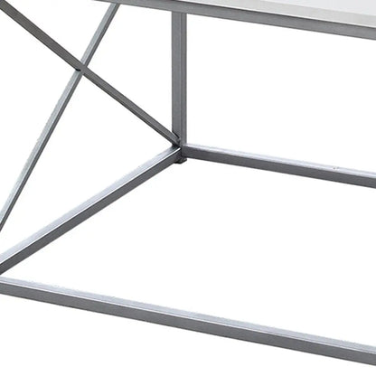 Set of Three 42" White And Silver Metal Coffee Table HomeRoots