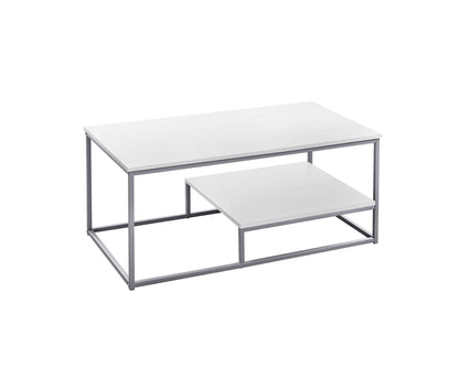 White Silver Metal Table Set - 3Pcs Set - FurniFindUSA
