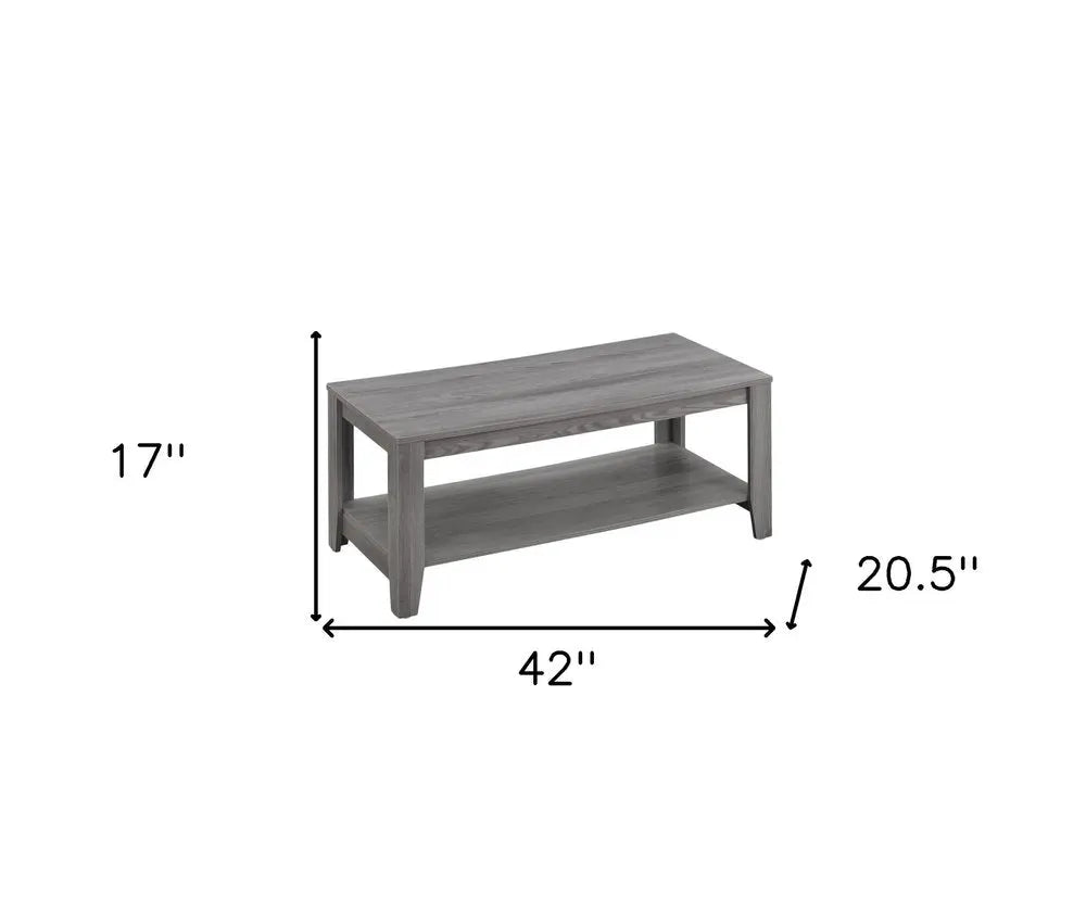 Set of Three 42" Gray Coffee Table With Shelf HomeRoots