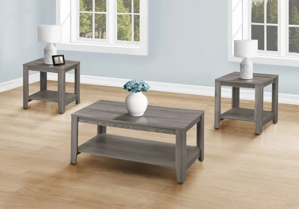 Set of Three 42" Gray Coffee Table With Shelf HomeRoots