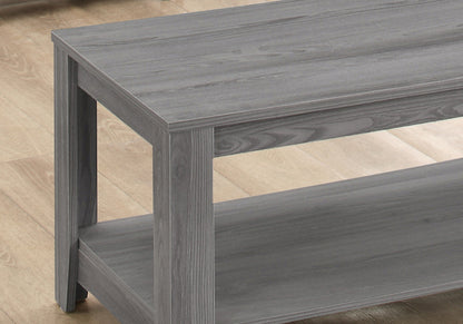 Set of Three 42" Gray Coffee Table With Shelf