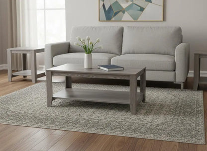 Set of Three 42" Gray Coffee Table With Shelf HomeRoots
