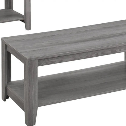 Set of Three 42" Gray Coffee Table With Shelf HomeRoots