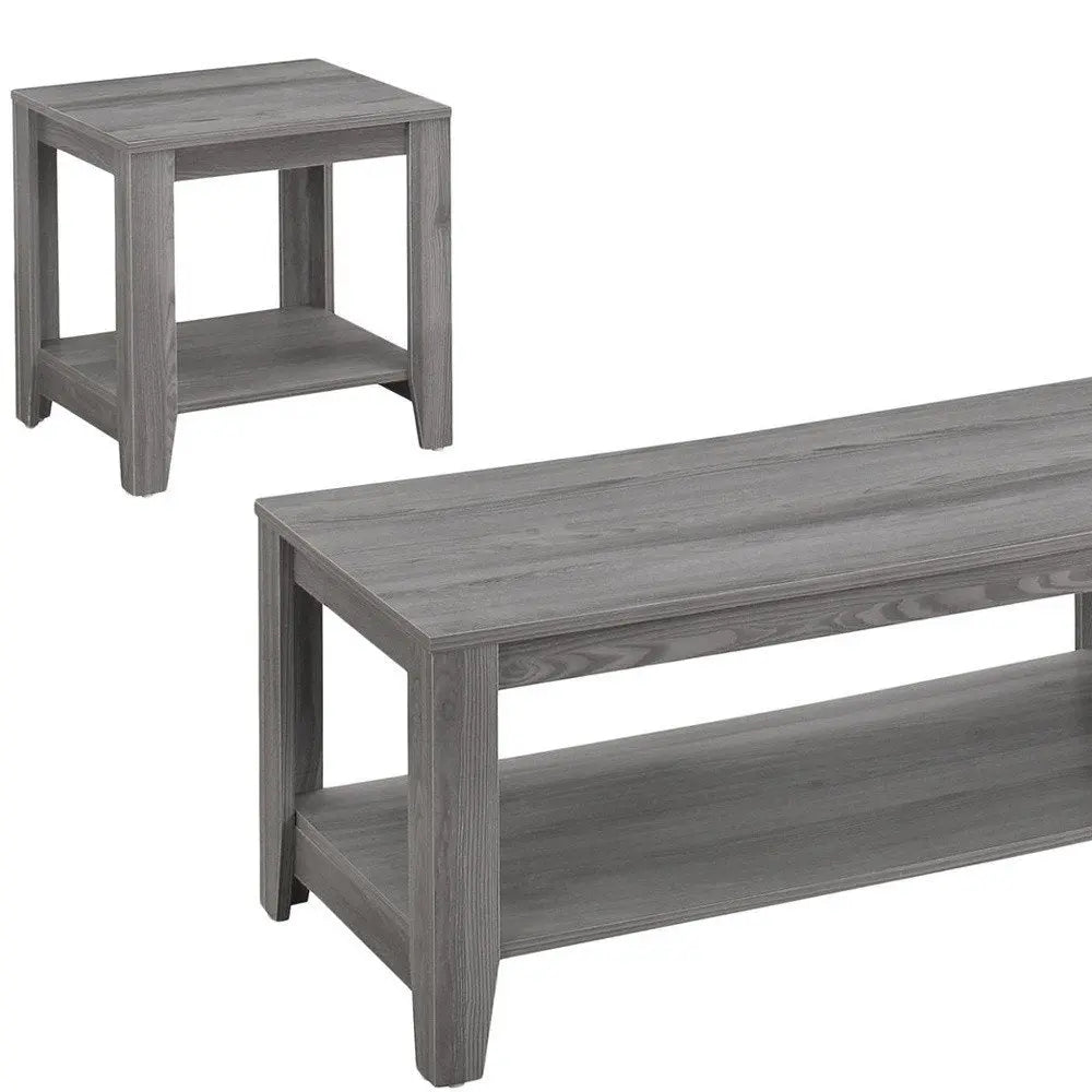Set of Three 42" Gray Coffee Table With Shelf HomeRoots