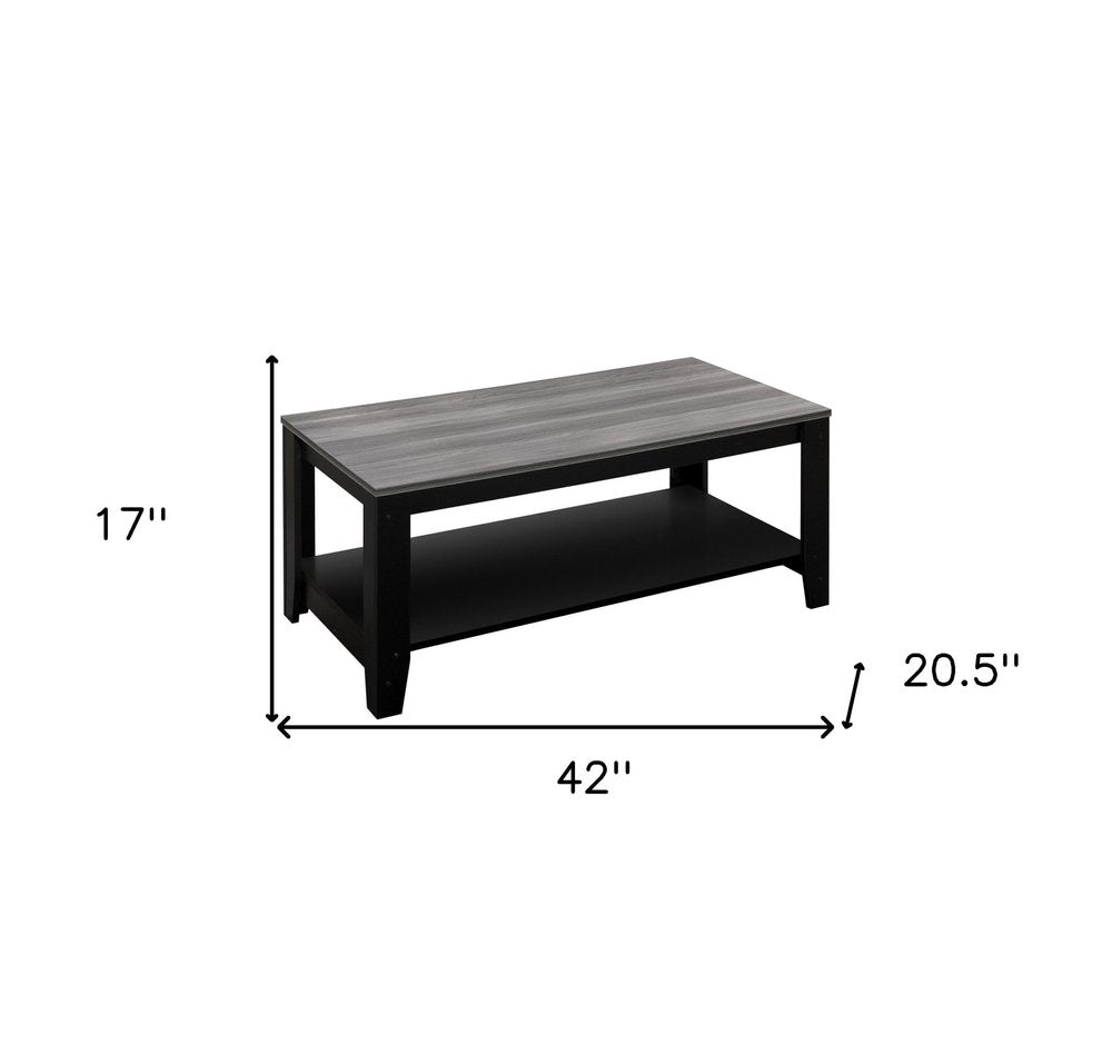 Set of Three 42" Gray And Black Coffee Table With Shelf HomeRoots