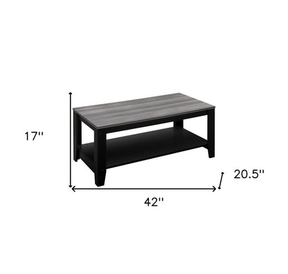 Set of Three 42" Gray And Black Coffee Table With Shelf HomeRoots