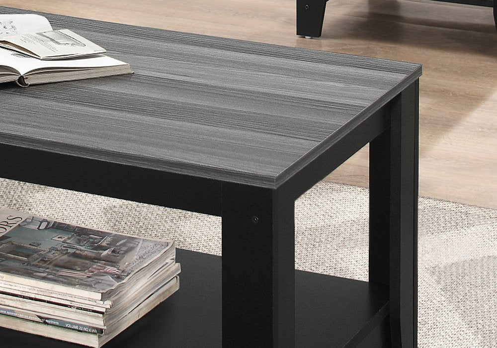 Set of Three 42" Gray And Black Coffee Table With Shelf HomeRoots