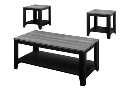 Set of Three 42" Gray And Black Coffee Table With Shelf HomeRoots