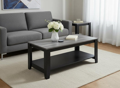 Set of Three 42" Gray And Black Coffee Table With Shelf HomeRoots