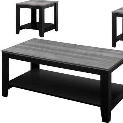 Set of Three 42" Gray And Black Coffee Table With Shelf HomeRoots