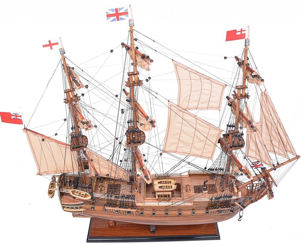 27" Brown Solid Wood Hand Painted Model Boat HomeRoots