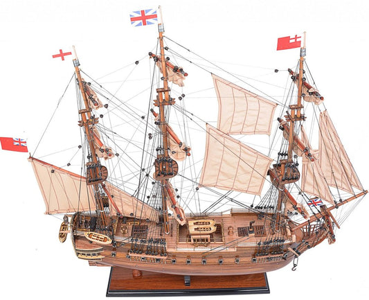 27" Brown Solid Wood Hand Painted Model Boat HomeRoots