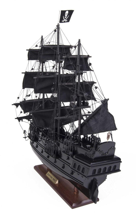19" Black Solid Wood Hand Painted Model Boat HomeRoots