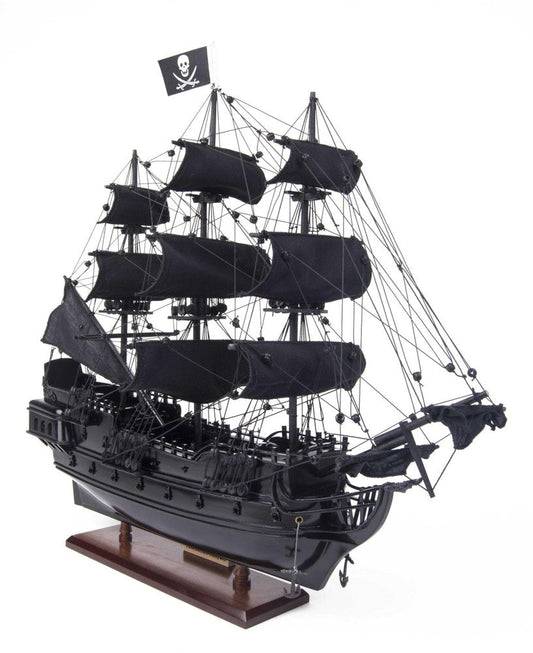 19" Black Solid Wood Hand Painted Model Boat HomeRoots