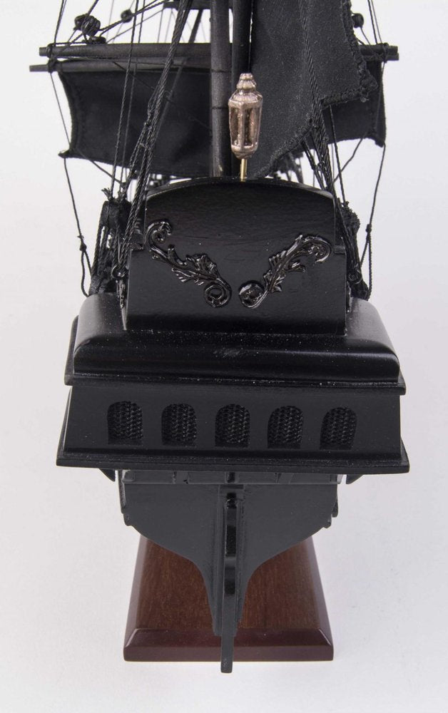 19" Black Solid Wood Hand Painted Model Boat HomeRoots