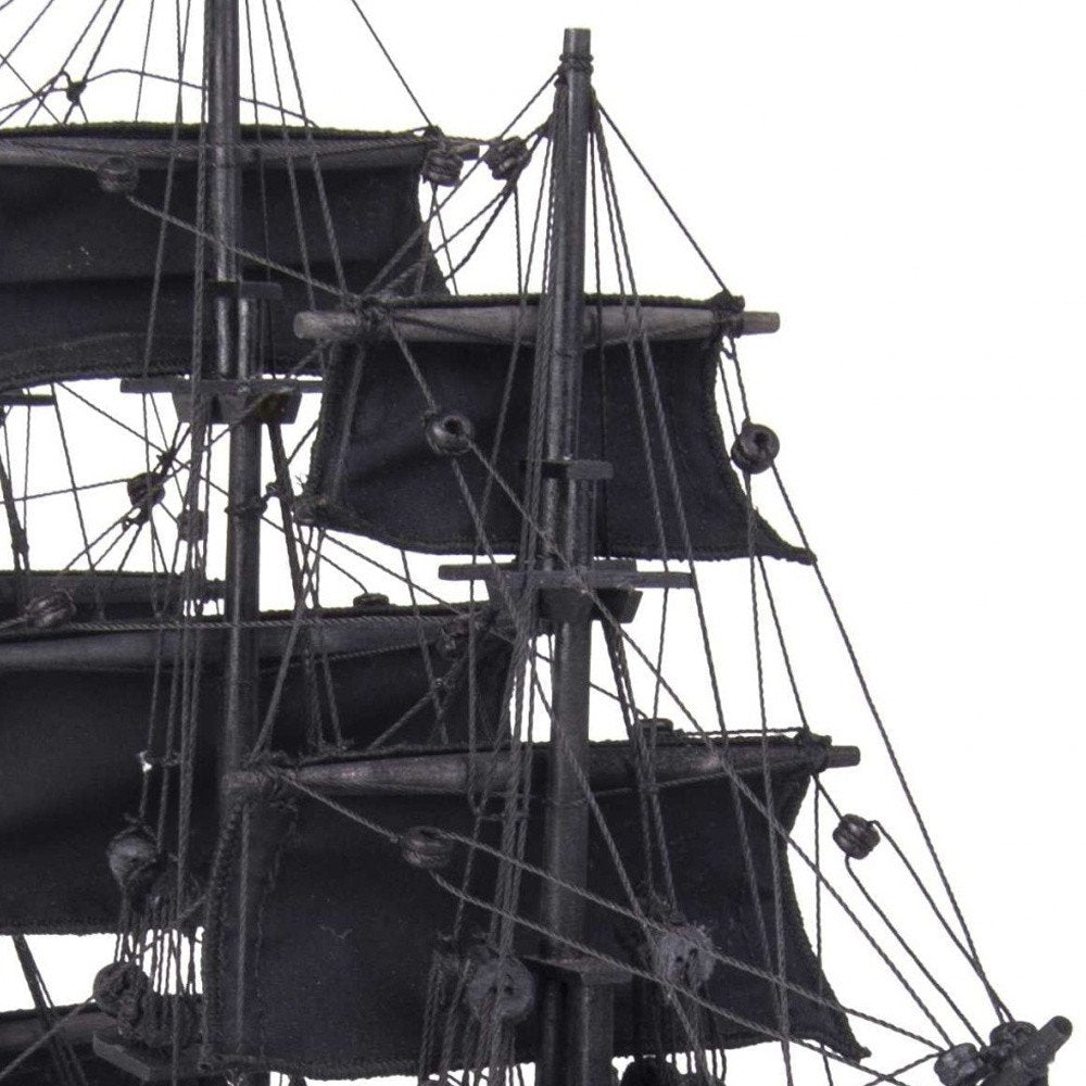 19" Black Solid Wood Hand Painted Model Boat HomeRoots