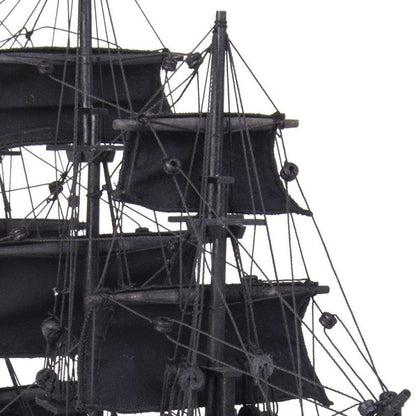 19" Black Solid Wood Hand Painted Model Boat HomeRoots