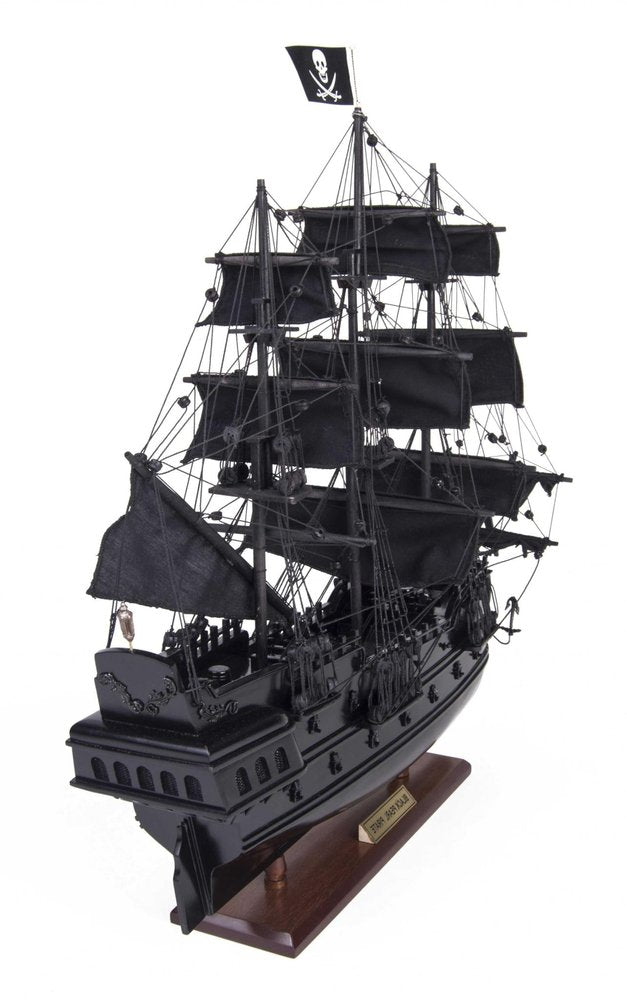 19" Black Solid Wood Hand Painted Model Boat HomeRoots