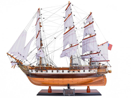 26" Brown Solid Wood Hand Painted Model Boat HomeRoots