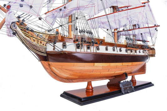 26" Brown Solid Wood Hand Painted Model Boat HomeRoots