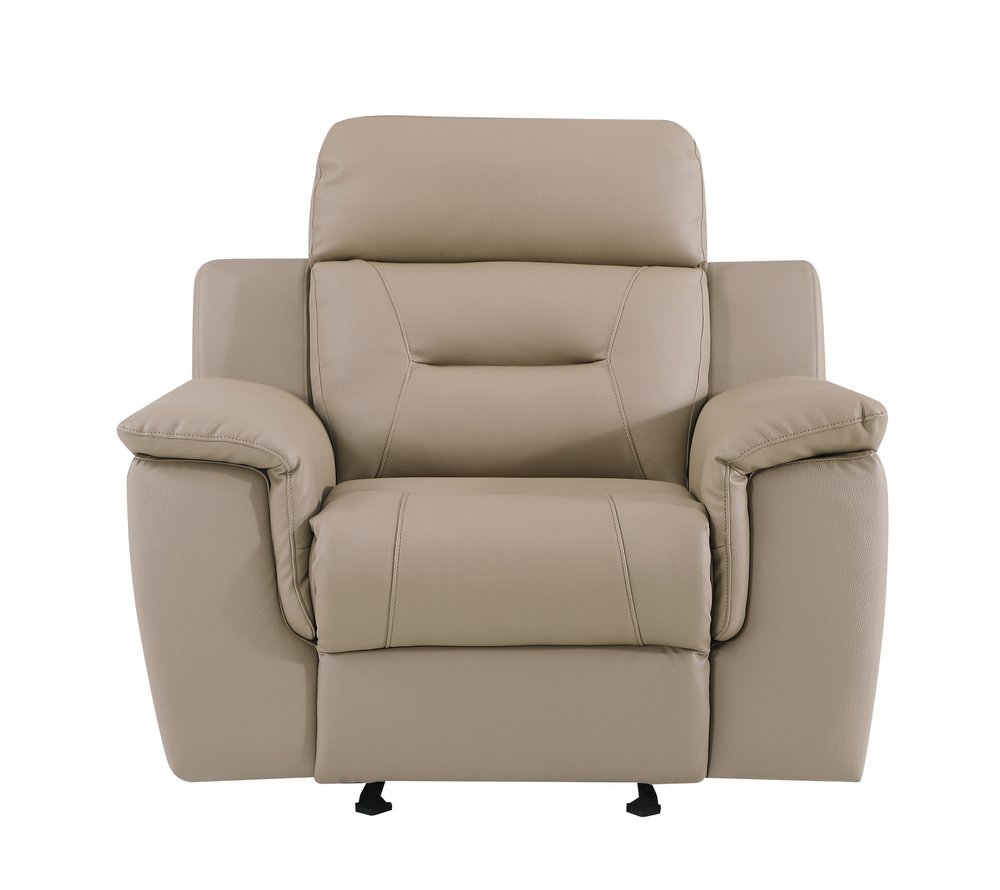 Three Piece Indoor Beige Genuine Leather Five Person Seating Set HomeRoots