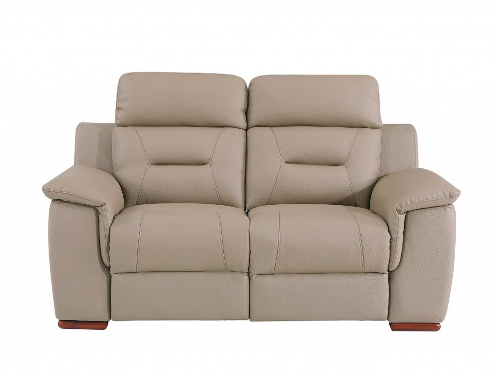 Three Piece Indoor Beige Genuine Leather Five Person Seating Set HomeRoots