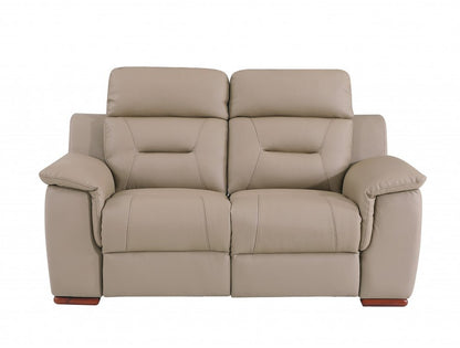 Three Piece Indoor Beige Genuine Leather Five Person Seating Set HomeRoots