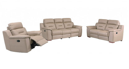 Three Piece Indoor Beige Genuine Leather Five Person Seating Set HomeRoots
