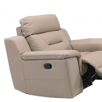 Three Piece Indoor Beige Genuine Leather Five Person Seating Set HomeRoots
