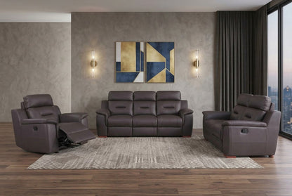 Three Piece Indoor Brown Genuine Leather Five Person Seating Set HomeRoots