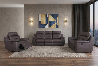Three Piece Indoor Brown Genuine Leather Five Person Seating Set HomeRoots