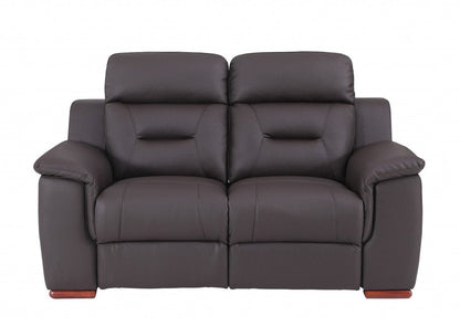Three Piece Indoor Brown Genuine Leather Five Person Seating Set HomeRoots
