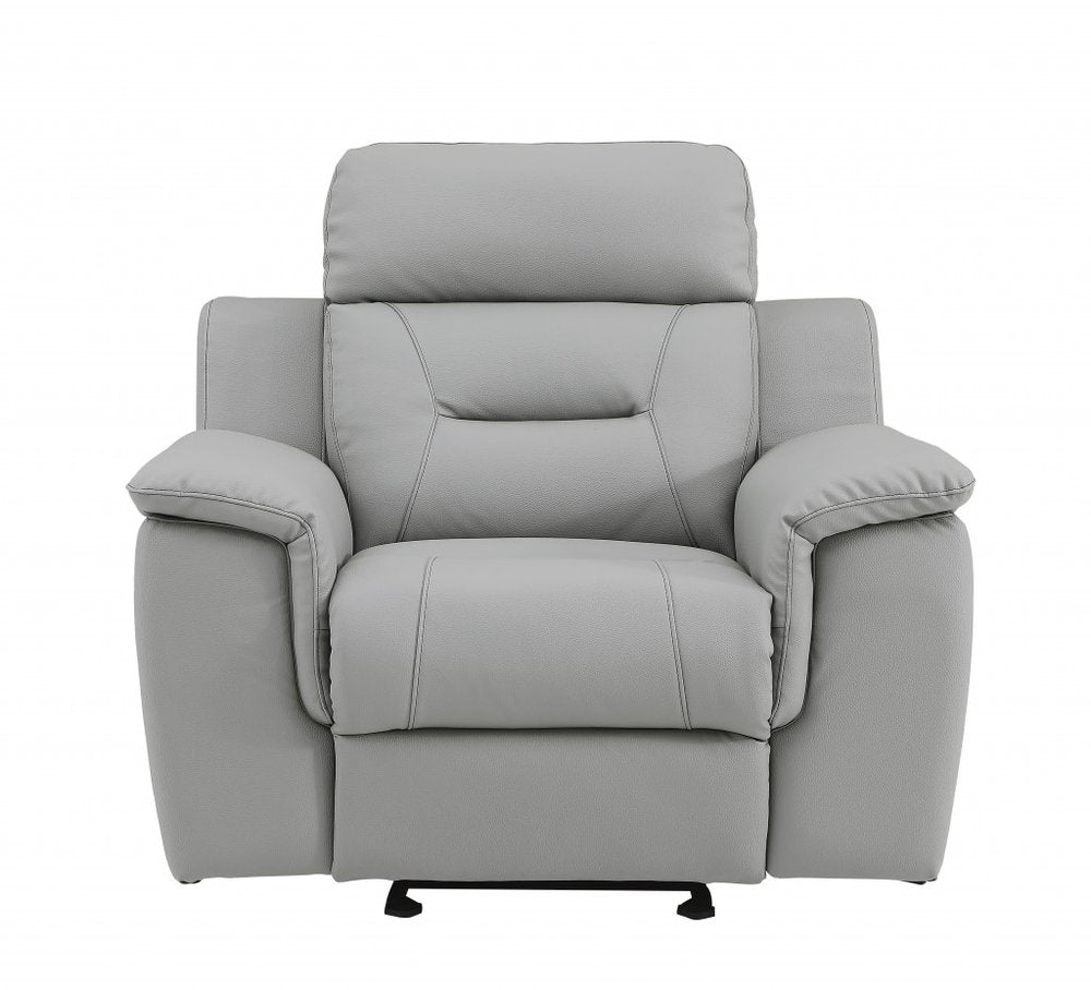 Three Piece Indoor Gray Genuine Leather Five Person Seating Set HomeRoots