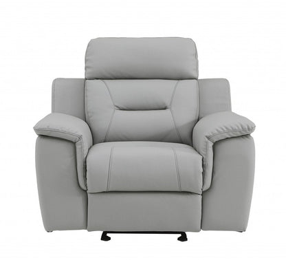 Three Piece Indoor Gray Genuine Leather Five Person Seating Set HomeRoots